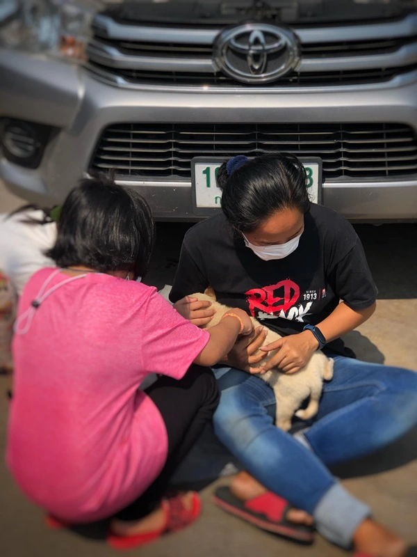 สาวเจอลูกสุนัขซนมุดใต้ท้องรถ จนตัวติดคาห้องเครื่อง รีบตรงเข้าช่วยเหลือ