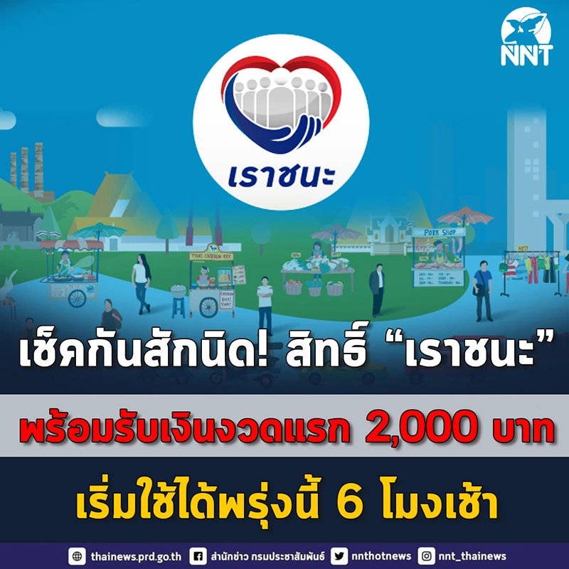 เปิดขั้นตอนกดรับเงิน 7,000 "เราชนะ" ผ่านทางแอปฯ "เป๋าตัง"