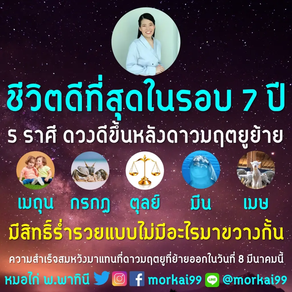 ดาวมฤตยูย้าย 5 ราศี ชีวิตดีที่สุดในรอบ 7 ปี ร่ำรวยแบบไม่มีอะไรมาขวางกั้น