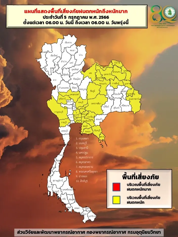 เตือนภัยด่วน 32 จ. รวมกรุงเทพ ฝนฟ้าคะนองหนัก อ่วมถึงเย็นพรุ่งนี้