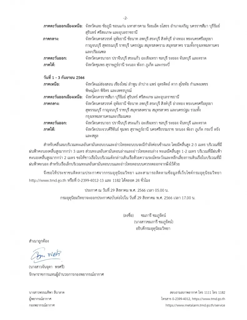 กรมอุตุฯ เตือนฉบับ 5 เช็กพื้นที่ 29 จว. ฝนตกหนักมาก ช่วง 29 ส.ค. - 3  ก.ย. 66