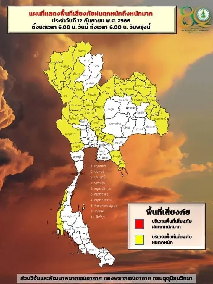 เปิดพื้นที่เสี่ยงสีเหลือง 35 จังหวัด เสี่ยงภัยฝนตกหนัก