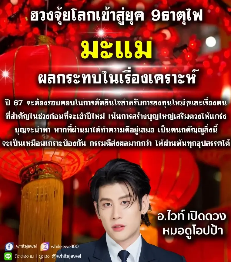 เปิดดวงชะตา 3 ปีนักษัตร ปี 2567 ฮวงจุ้ยโลกเข้าสู่ยุค 9 ธาตุไฟ ต้องระวังงานเข้า