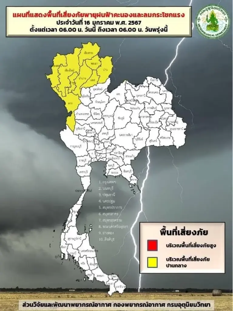 ประกาศเตือนฉบับ 10 เปิด 9 จังหวัด อากาศแปรปรวน พายุฝนฟ้าคะนอง ลมกระโชกแรง