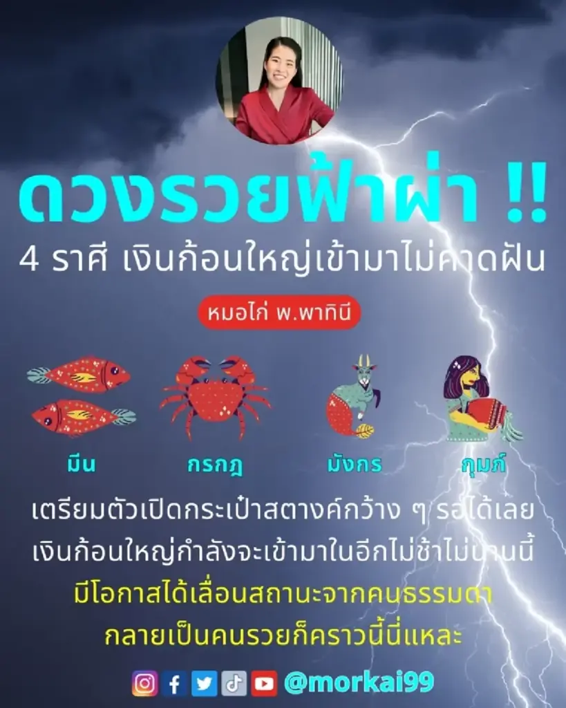 หมอไก่ พ.พาทินี เปิดดวงชะตา 4 ราศี เงินก้อนใหญ่เข้ามาไม่คาดฝัน