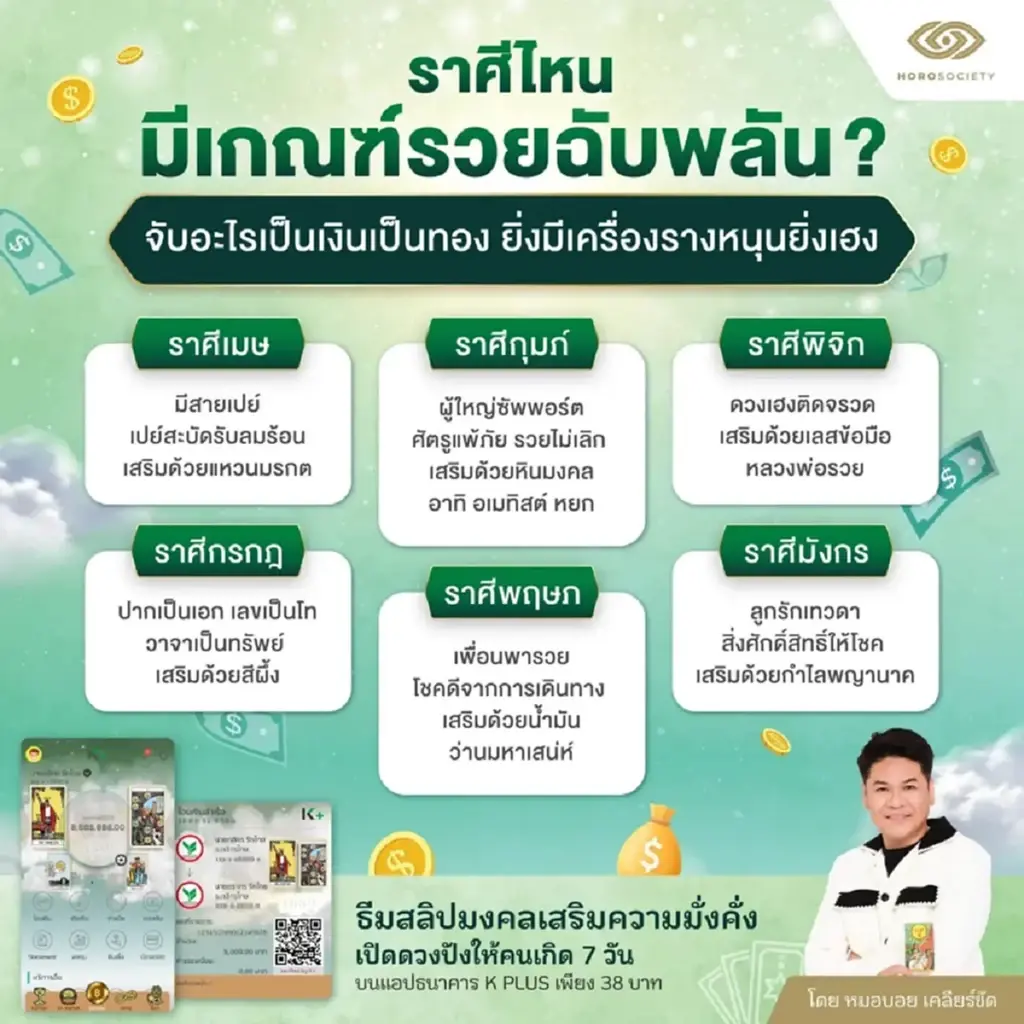 หมอบอย เคลียร์ชัด เปิดดวง 6 ราศี มีเกณฑ์รวยฉับพลัน จับอะไรเป็นเงินเป็นทอง