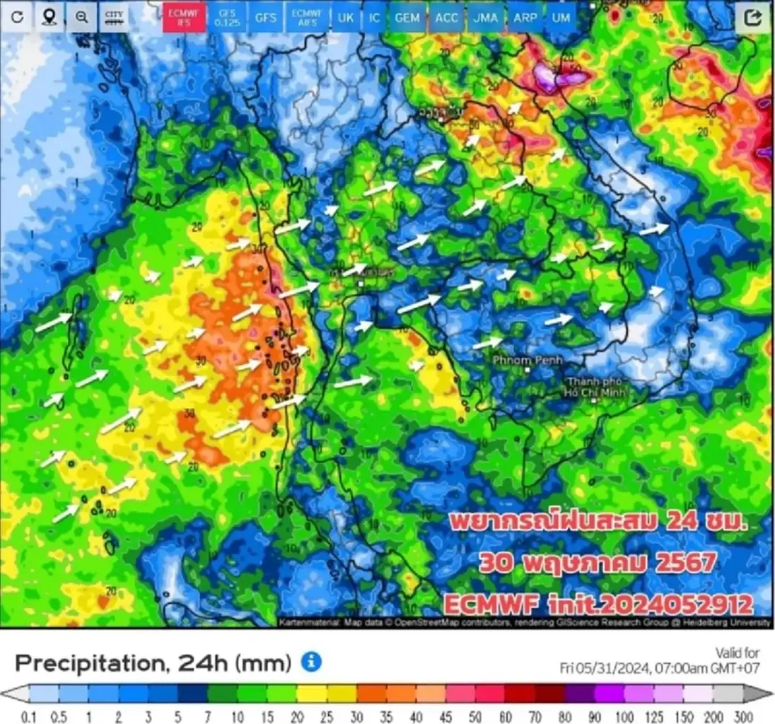 เช็กสภาพอากาศ เปิดเส้นทางมรสุมเข้าไทย พื้นที่เสี่ยงเตรียมรับมือฝนตกหนัก