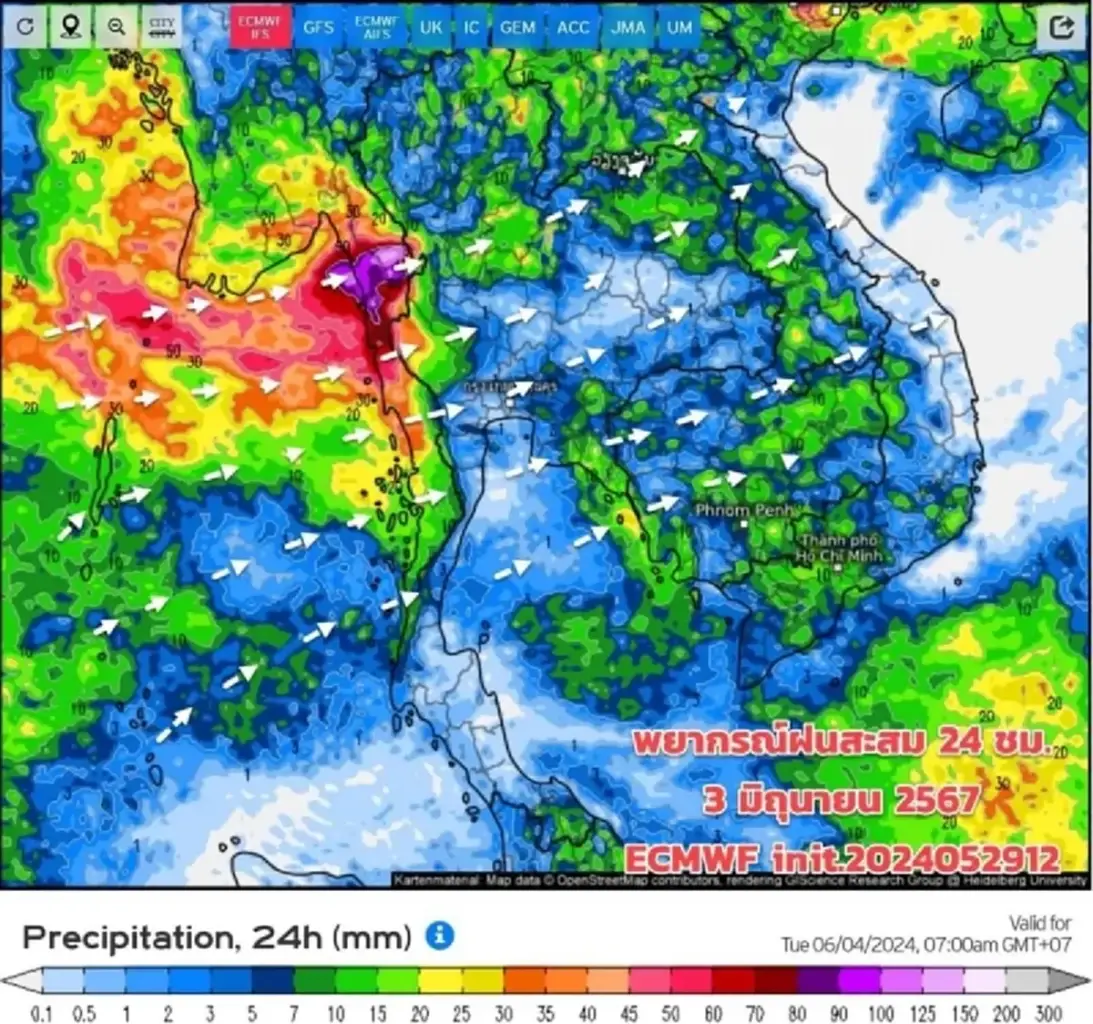 เช็กสภาพอากาศ เปิดเส้นทางมรสุมเข้าไทย พื้นที่เสี่ยงเตรียมรับมือฝนตกหนัก
