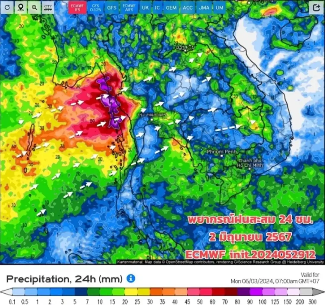 เช็กสภาพอากาศ เปิดเส้นทางมรสุมเข้าไทย พื้นที่เสี่ยงเตรียมรับมือฝนตกหนัก
