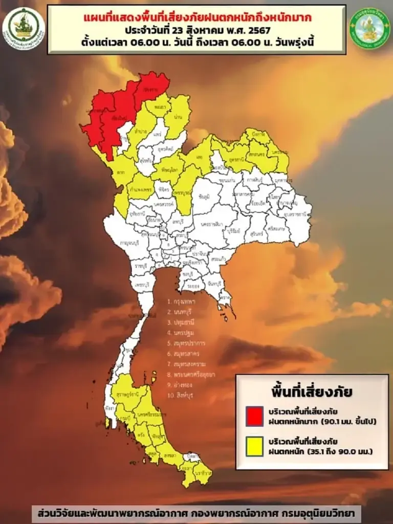 กรมอุตุฯ เตือนพื้นที่ 37 จว. ฝนตกหนักถึงหนักมาก จับตาพายุลูกใหม่