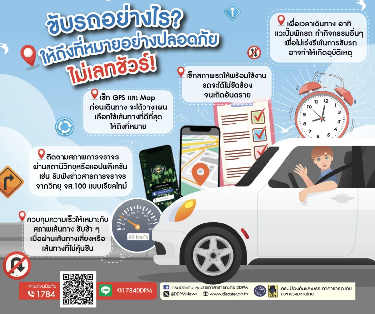 ปภ. แนะทริคขับรถอย่างไร? ให้ถึงที่หมายอย่างปลอดภัยไม่เลทชัวร์!