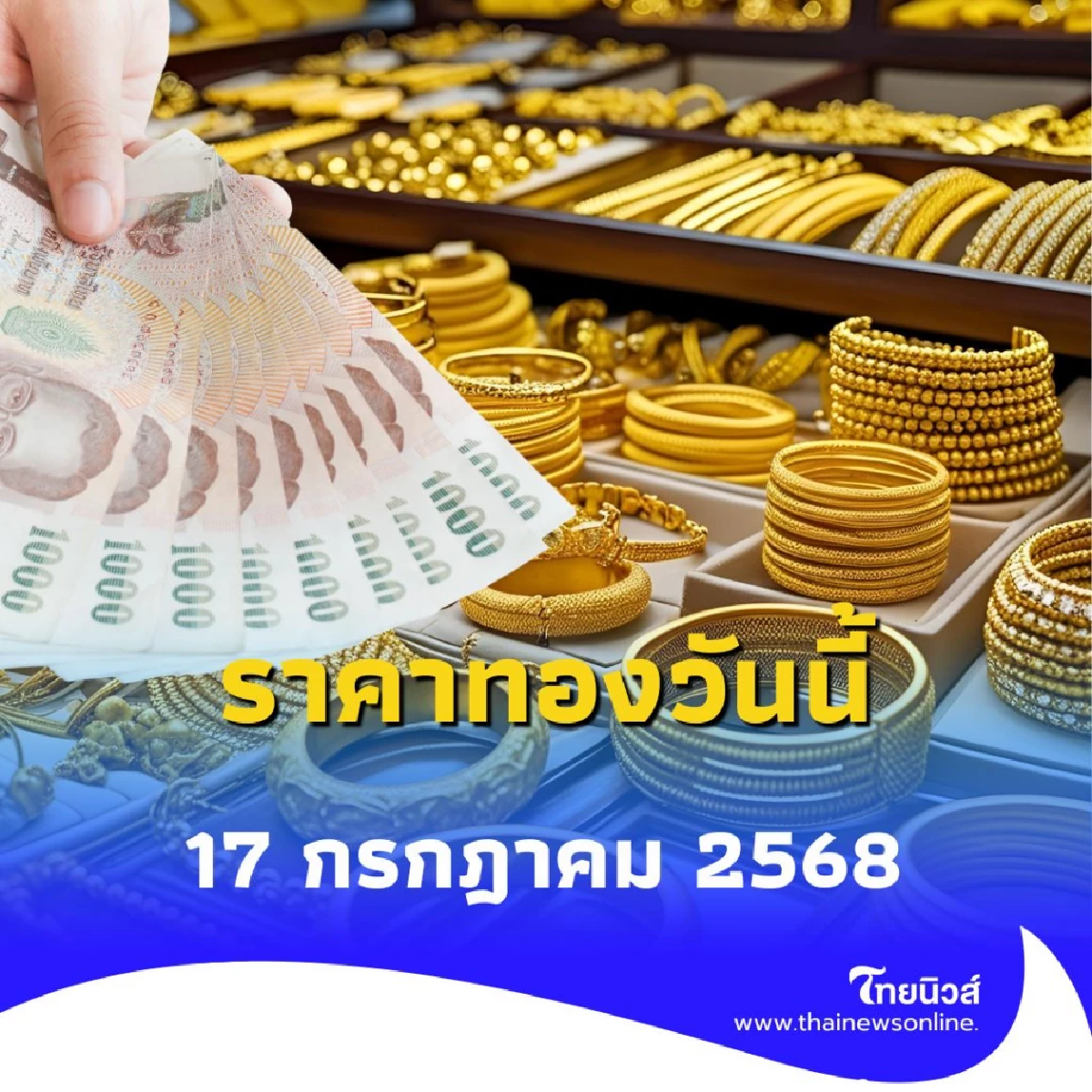 ราคาทองวันนี้ 17 กรกฎาคม 2568 ราคาทองมีปรับตัวอีกครั้งที่ 2