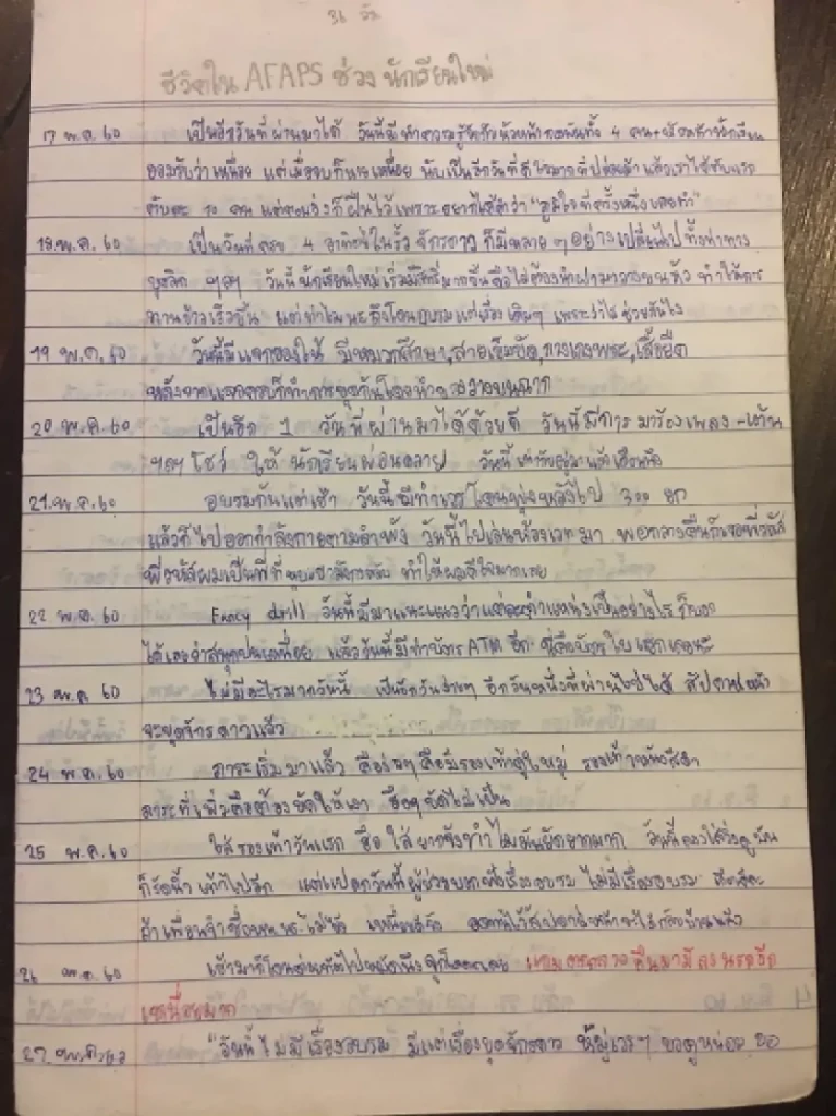 เปิดไดอารี่ น้องเมย ในรั้ว ร.ร.เตรียมทหาร เผย เช้าโดนต่อย ดึกลงนรก