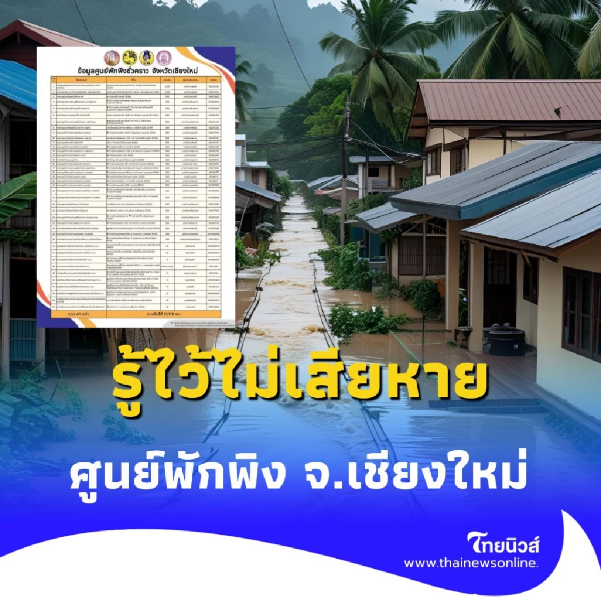 รวมจุดจอดรถฟรี ในจังหวัดเชียงใหม่ กรณีเกิดน้ำท่วมที่ควรรู้