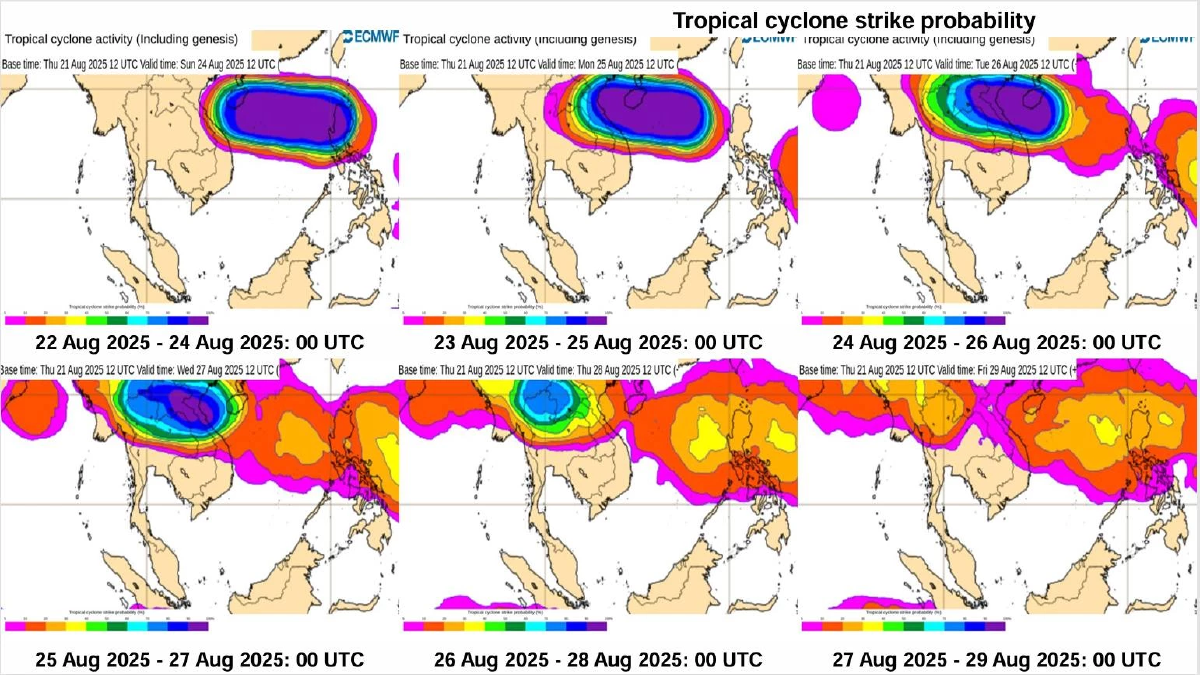 ECMWF อัปเดตล่าสุด ฝนตกหนักทั่วไทย จับตาพายุหมุนเขตร้อนกว่า 80%