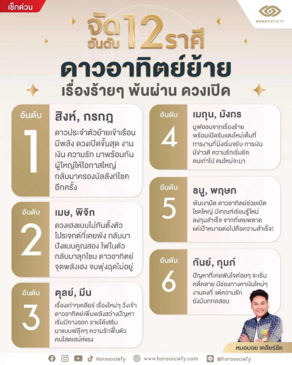 ดาวอาทิตย์ย้าย 17 ส.ค. 2 ราศี ดวงเปิด กลับมาครองบัลลังก์โชค