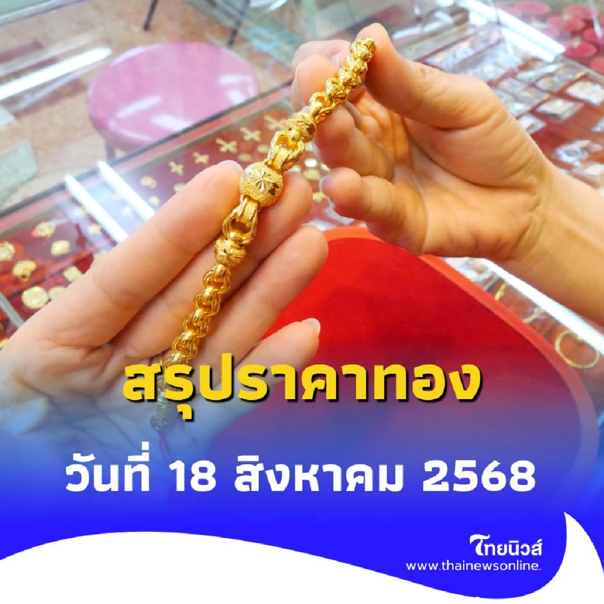 สรุปราคาทองวันนี้ วันที่ 18 สิงหาคม 2568 ราคาทองอยู่ที่บาทละเท่าไหร่