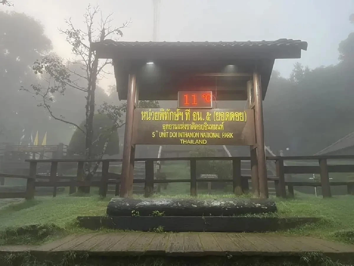 ดอยอินทนนท์หนาวสะท้าน อุณหภูมิ 11 องศา นักท่องเที่ยวแห่สัมผัสไอเย็น