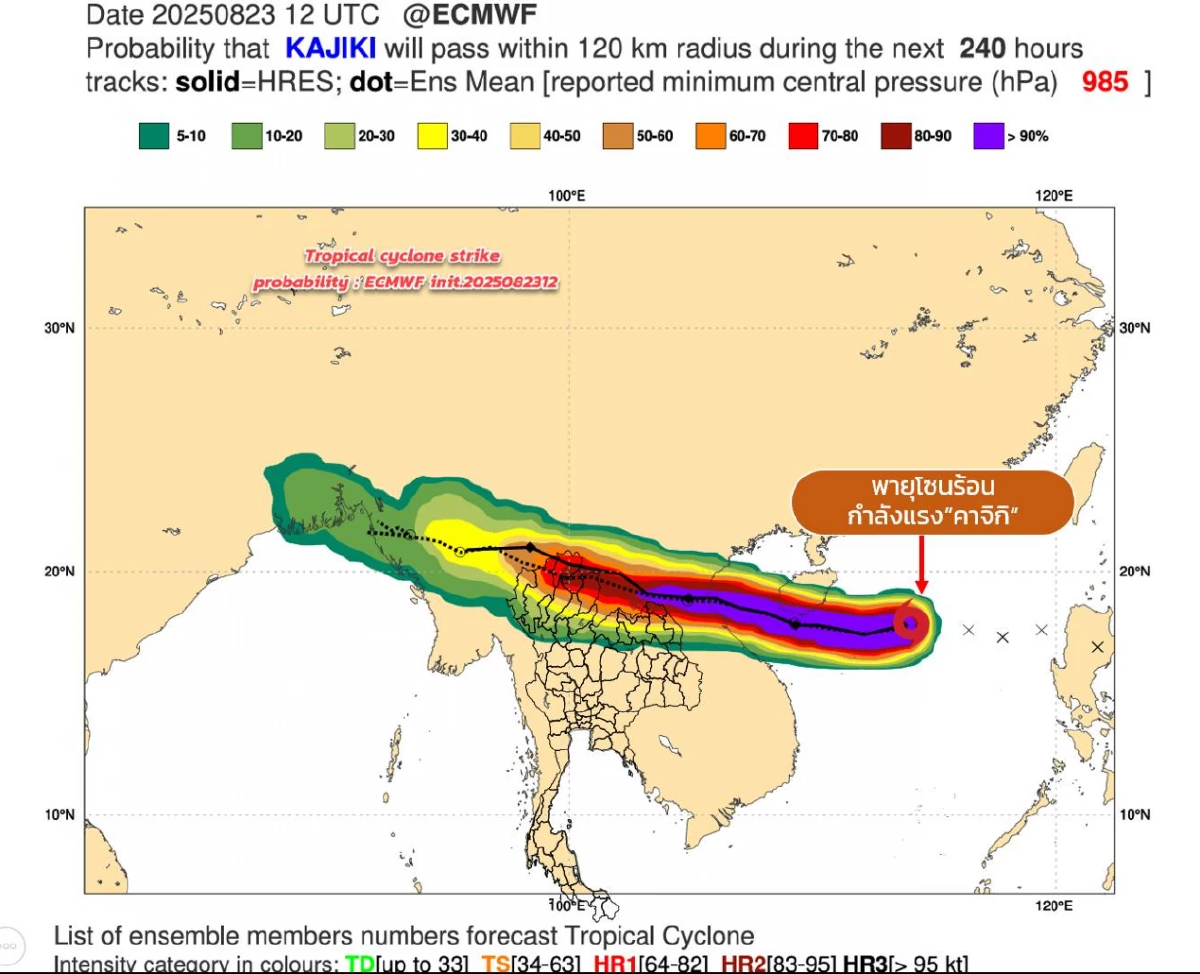 อุตุฯ เตือน 24–27 ส.ค. 68 ประเทศไทย ฝนตกหนักถึงหนักมากหลายพื้นที่
