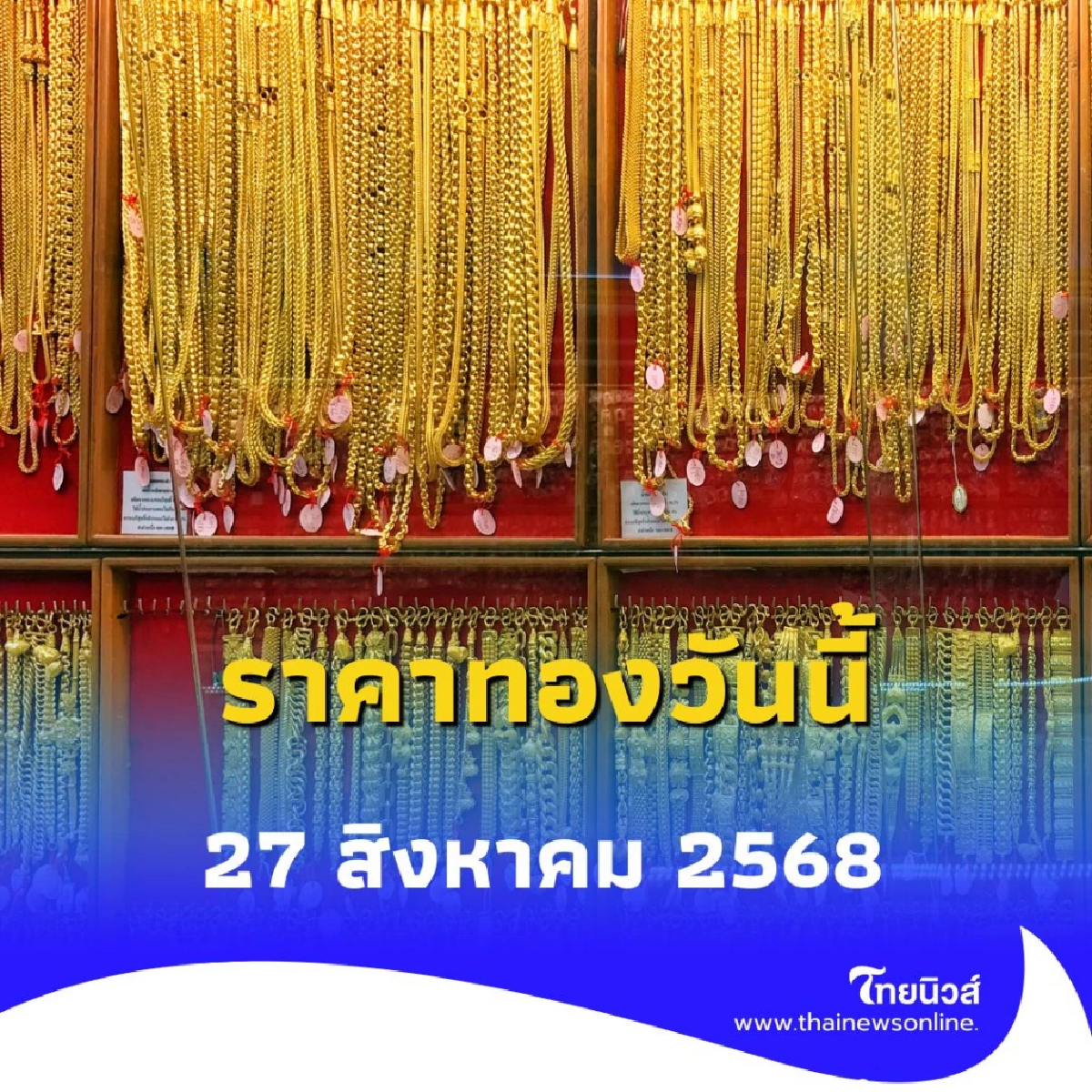 ราคาทองวันนี้ วันที่ 27 สิงหาคม 2568 ราคาทองวันนี้ปรับตัวอีกครั้งที่ 6
