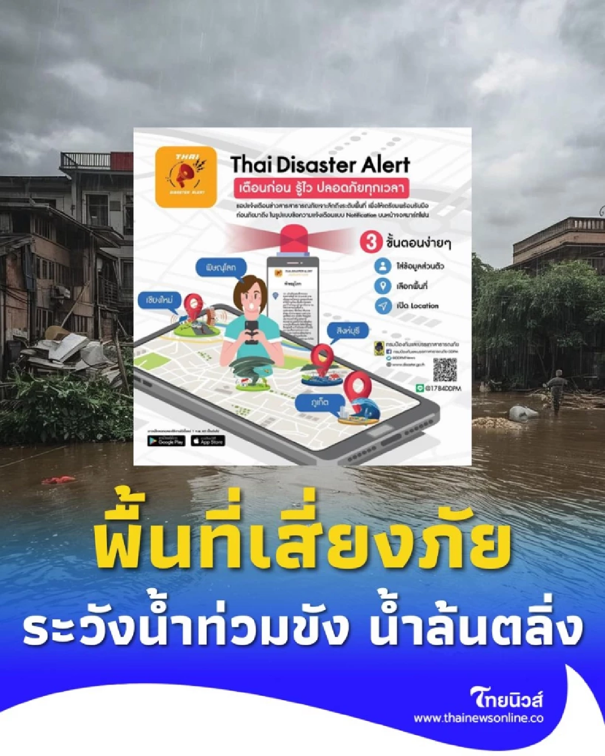 เปิดพื้นที่เสี่ยงภัย ระวังน้ำท่วมขัง น้ำล้นตลิ่ง ประจำวันที่ 26 ก.ย. 2568