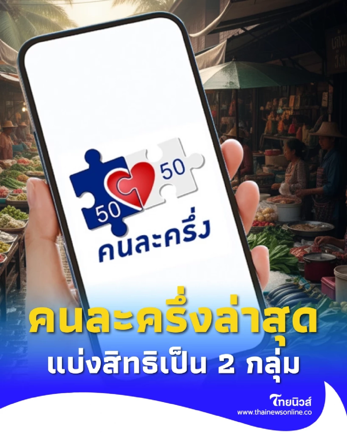 เงื่อนไขใหม่คนละครึ่งล่าสุด \"คนละครึ่ง 2568\" แบ่งสิทธิเป็น 2 กลุ่ม