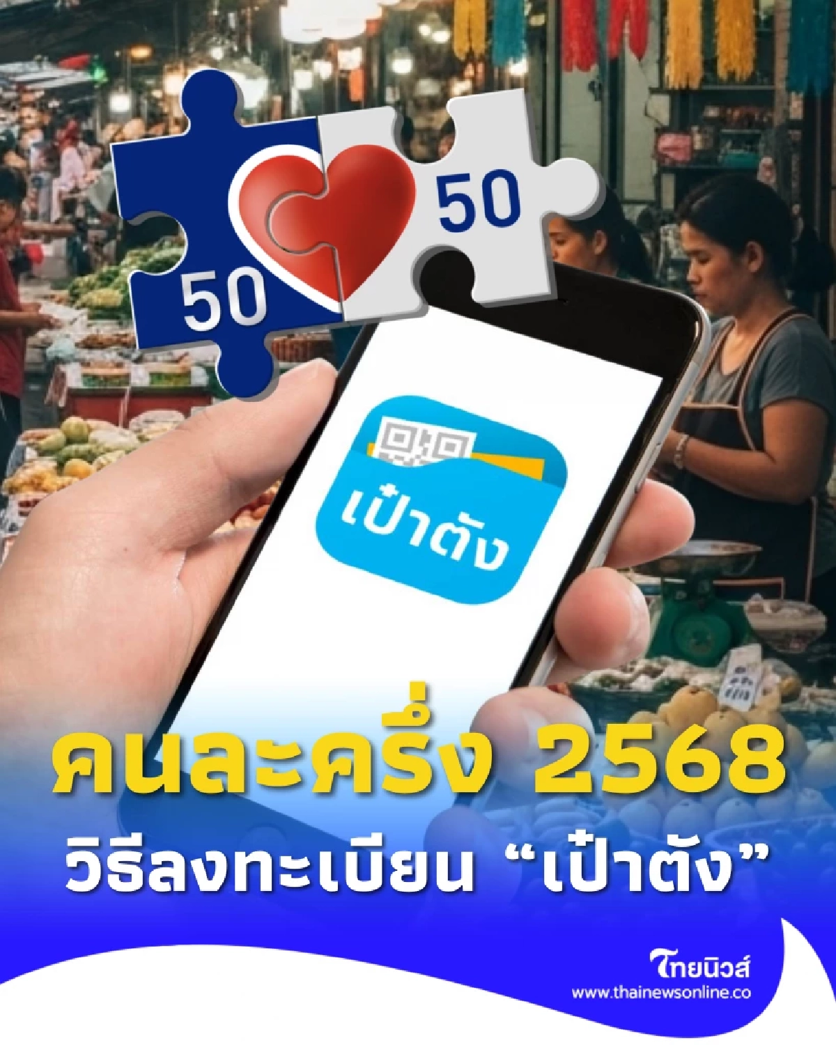 คนละครึ่ง 2568 เปิดวิธีลงทะเบียน ยืนยันตัวตน แอปฯเป๋าตัง