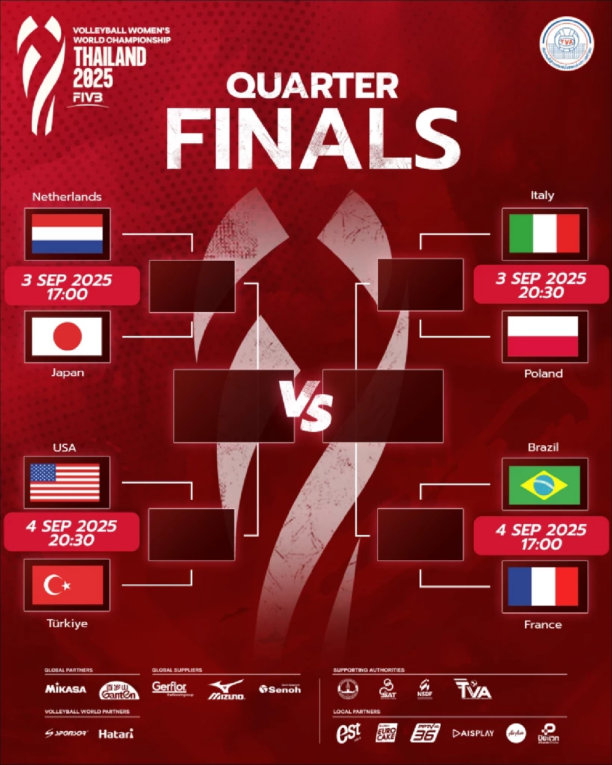 \"วอลเลย์บอลวันนี้\" โปรแกรมวอลเลย์บอลวันที่ 3 ก.ย. 68 2 คู่หยุดโลก