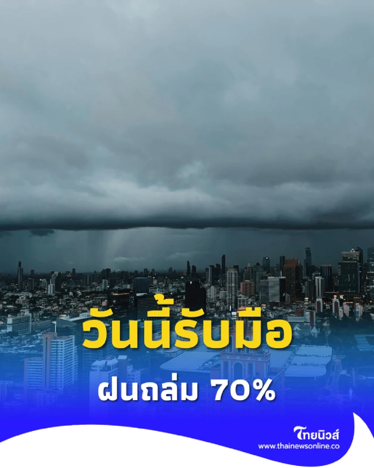 พยากรณ์อากาศวันนี้ กรุงเทพฯ-ตะวันออก รับมือฝนถล่ม 70% ของพื้นที่