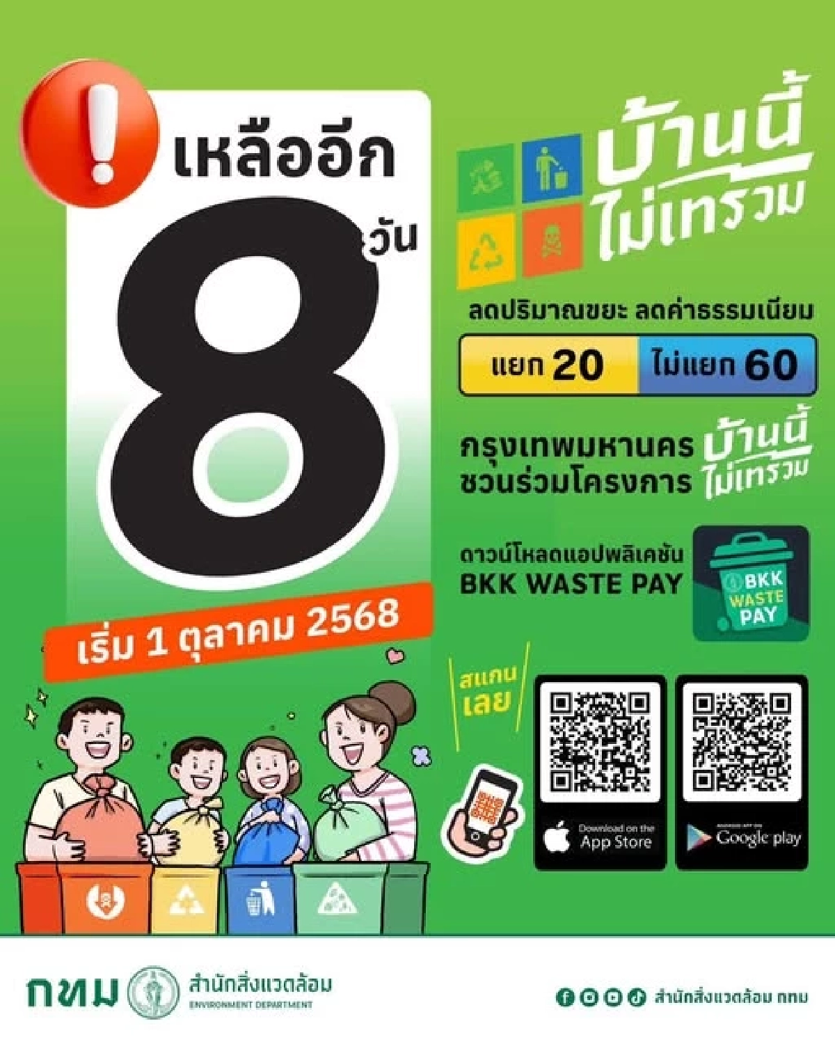 เตรียมตัว กทม.ขึ้นค่าขยะเป็น 60 บาท เริ่ม ต.ค.นี้ ยกเว้นคนแยกขยะ