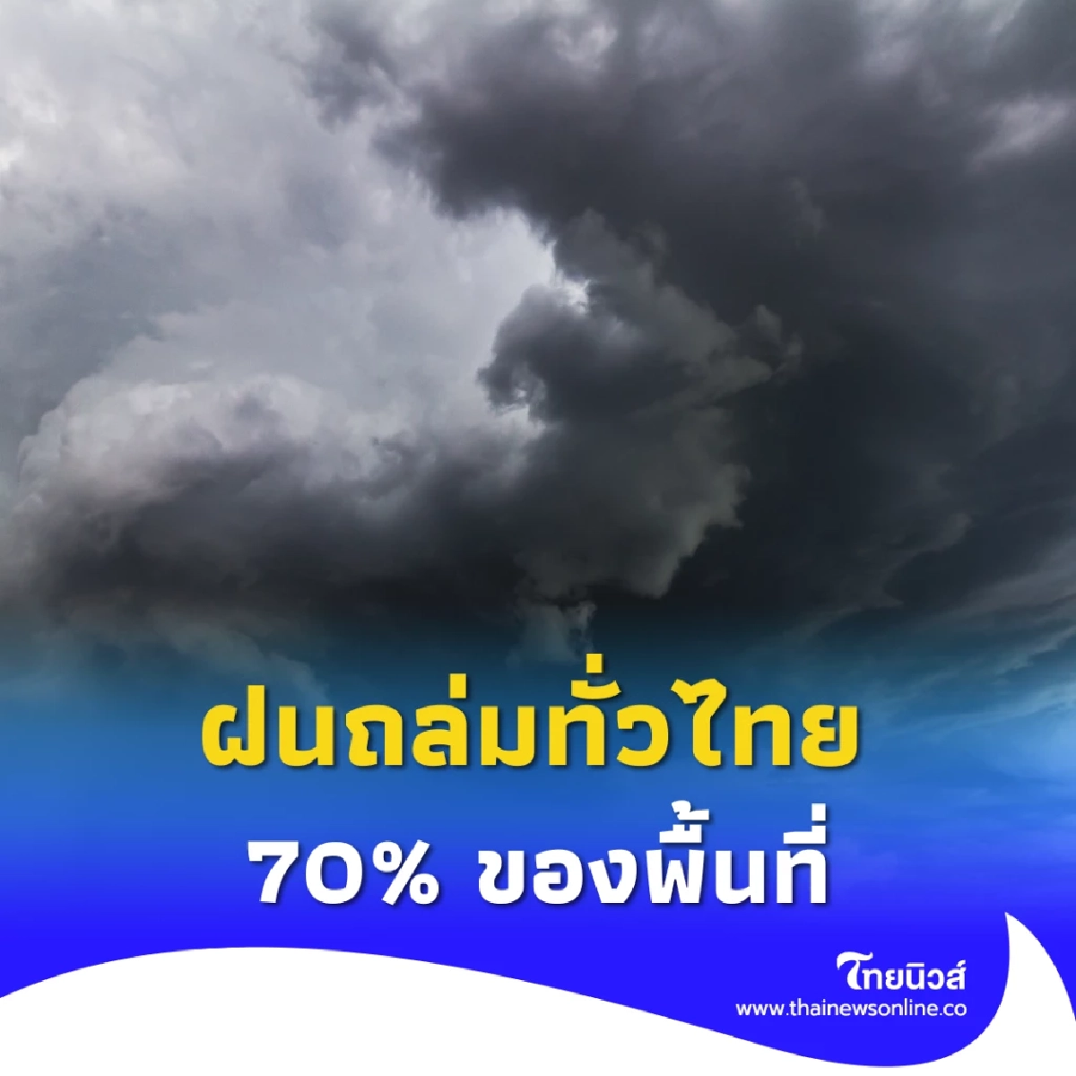 กรมอุตุฯเตือนฝนถล่มทั่วไทย 70% ของพื้นที่ ระวังน้ำท่วมฉับพลัน-น้ำป่าไหลหลาก