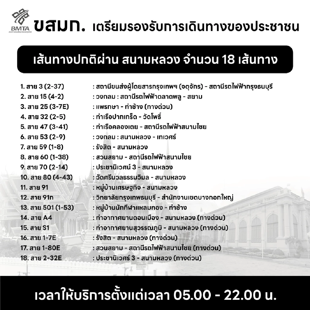 ขสมก. จัดรถเมล์ 18 เส้นทาง รับ-ส่ง ประชาชน