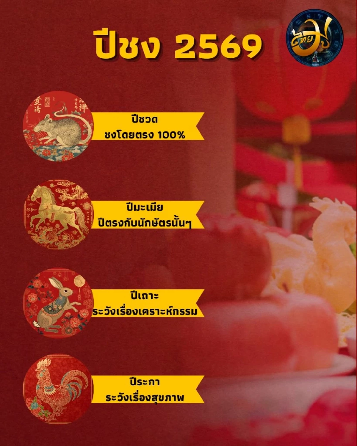 ปีชง 2569 สายมูห้ามพลาด ปีชงมีนักษัตรไหนบ้าง พร้อมคำแนะนำ
