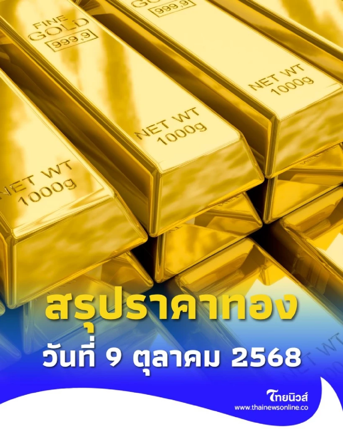 สรุปราคาทองวันนี้ วันที่ 9 ตุลาคม 2568 ราคาทองวันนี้สรุปอยู่ที่เท่าไหร่