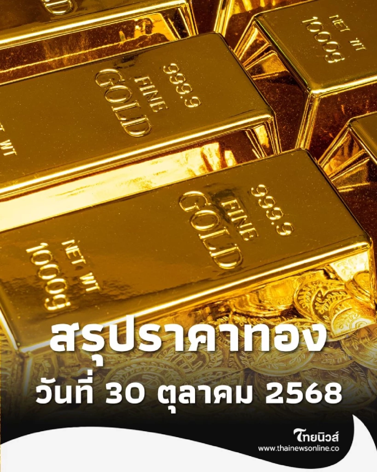 สรุปราคาทองวันนี้ 30 ต.ค. 68 ราคาทองอยู่ที่บาทละเท่าไหร่