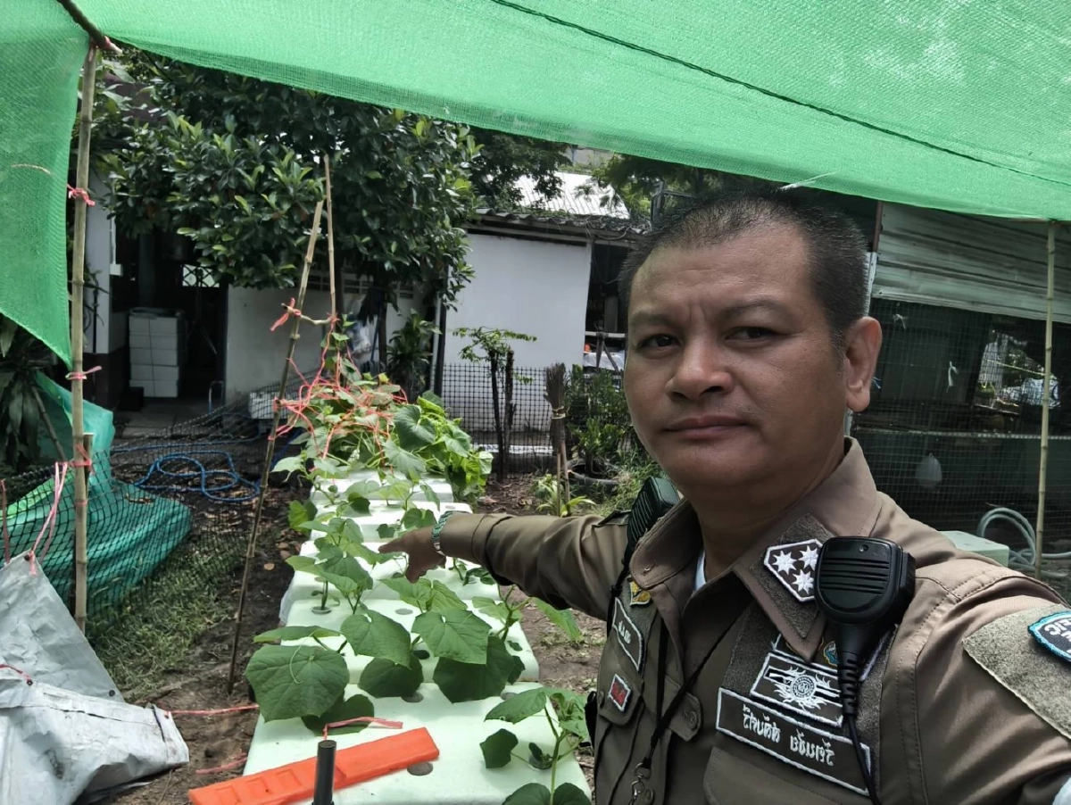 ตำรวจบางเขนปลูกผักสวนครัว เลี้ยงกบ ไก่ หอย ตามแนวเศรษฐกิจพอเพียง