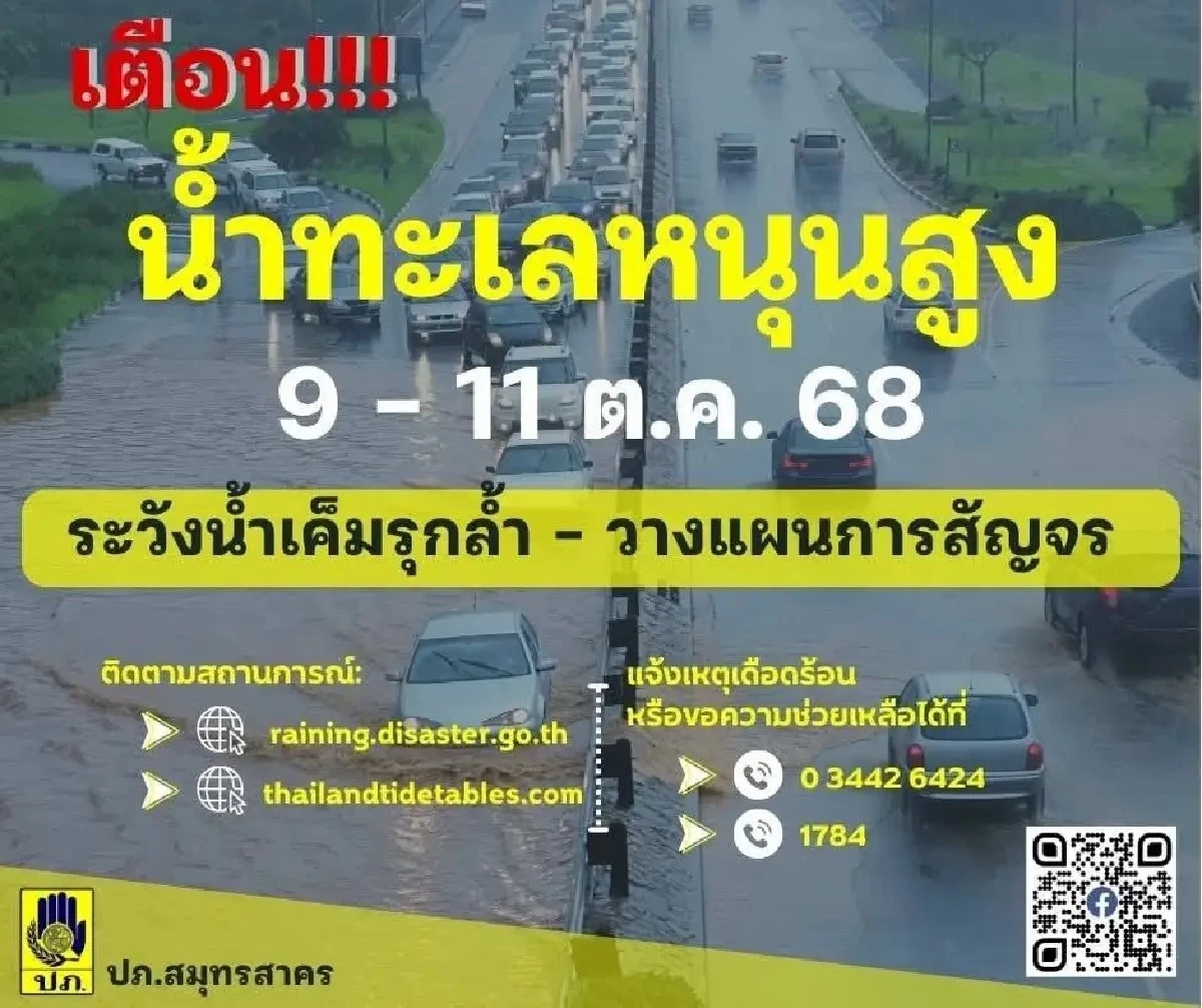 สมุทรสาครวิกฤต! เตือน “น้ำทะเลหนุนสูง 2 ระลอกใหญ่” เสี่ยงท่วมชุมชนแม่น้ำท่าจีน