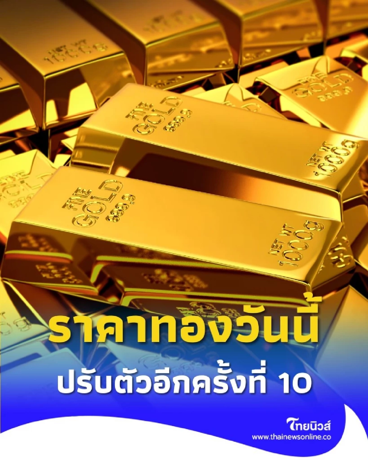 ราคาทองวันนี้ 16 ตุลาคม 2568 ราคาทองปรับตัวอีกครั้งที่ 10