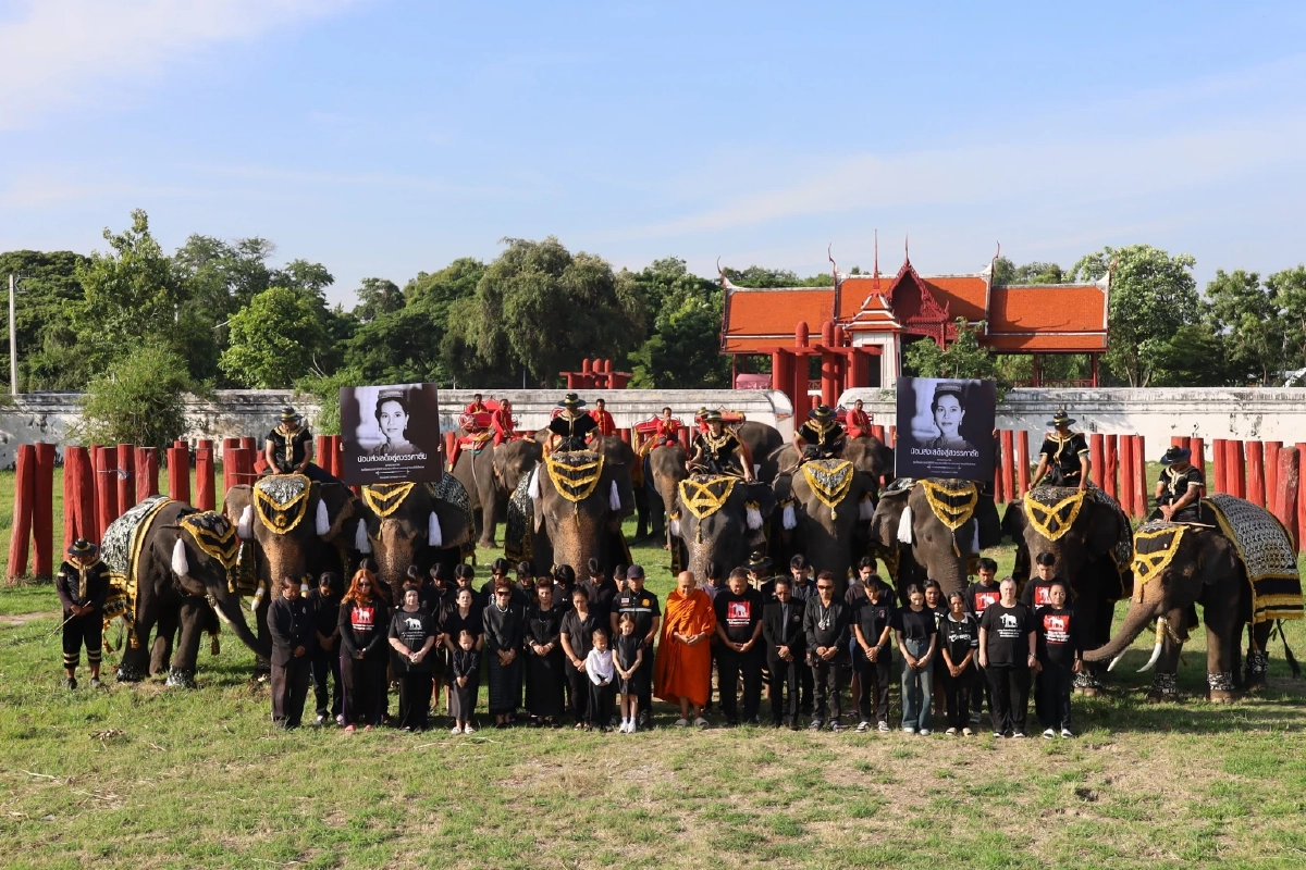 วังช้างอยุธยานำช้าง 9 เชือก หมอบกราบถวายความอาลัยพระพันปีหลวง