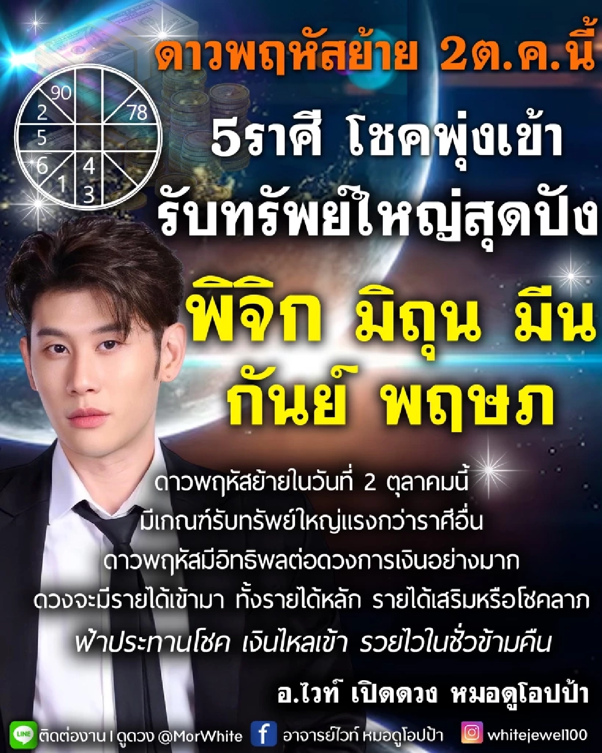 5 ราศี ดาวพฤหัสย้าย 2 ต.ค. ประทานโชค เงินไหลเข้า รับทรัพย์ใหญ่