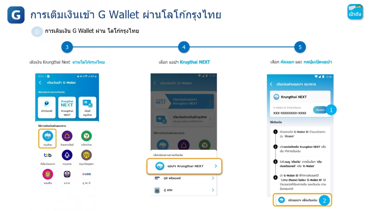 คนละครึ่งพลัส วิธีเติมเงินเข้า G Wallet บนแอปฯ เป๋าตัง ใช้จ่าย 29 ต.ค.นี้