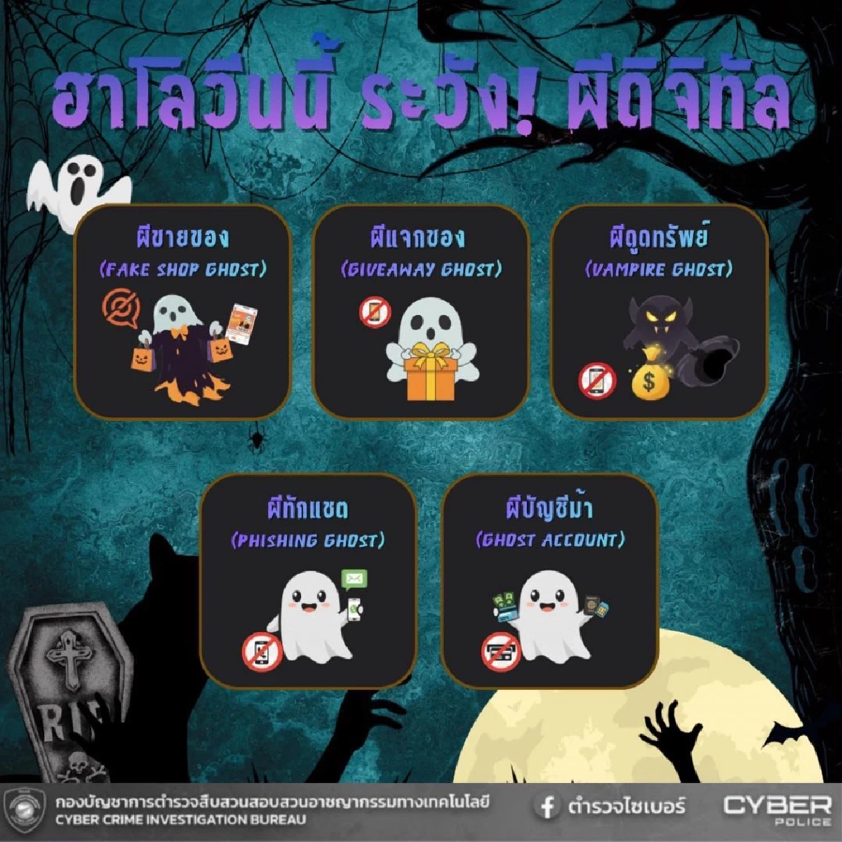 ตำรวจไซเบอร์แจ้งเตือน! ฮาโลวีนนี้ ระวัง ผีดิจิทัล หลอกจนหมดตัว