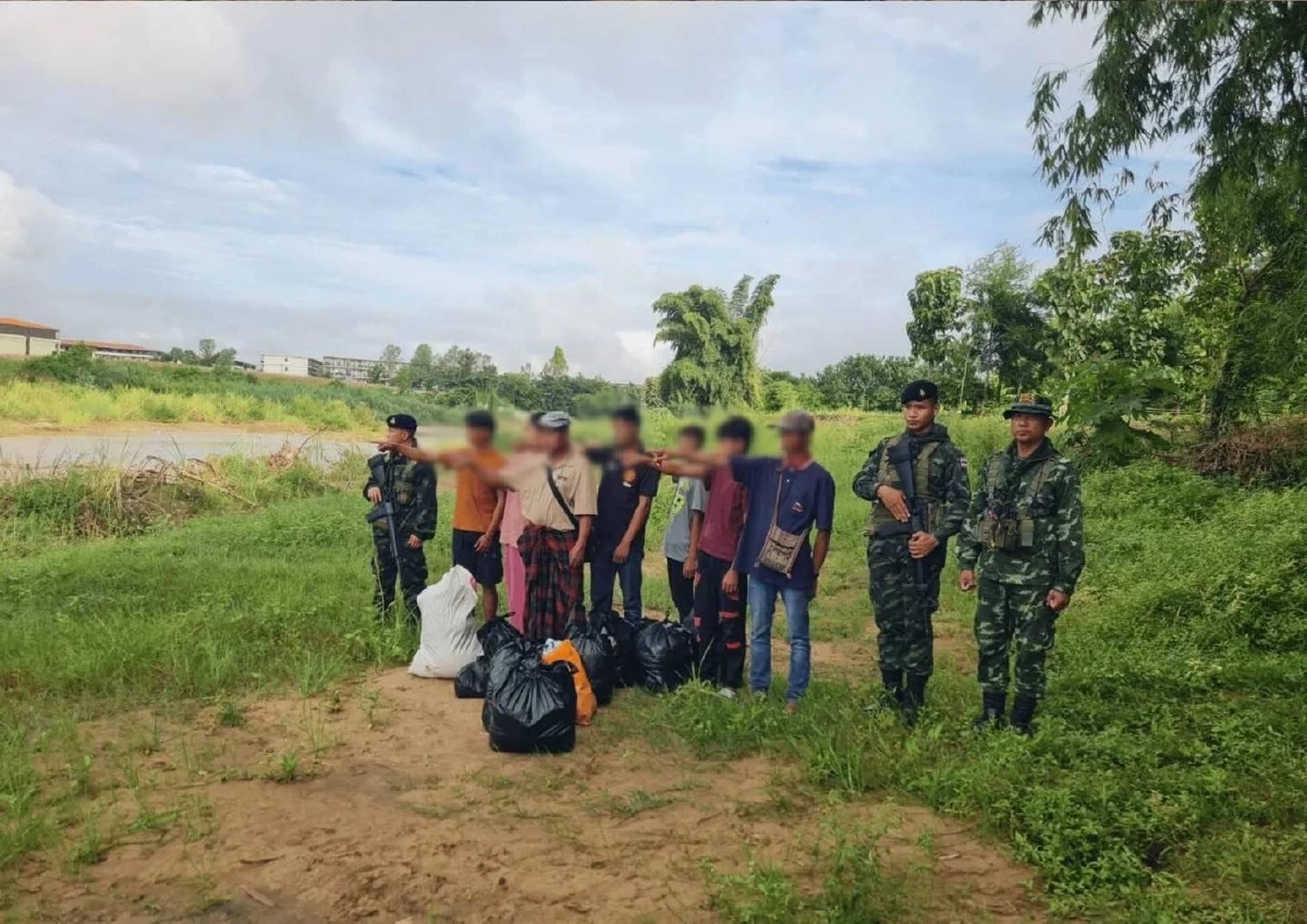 จับ 7 ชาวเมียนมาลอบเข้าเมืองแม่สอด พร้อมเด็กติดตาม 2 ราย