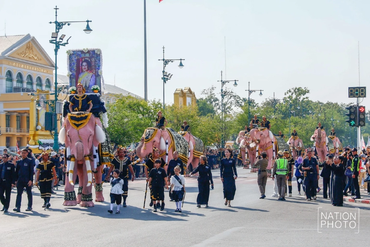 ขบวน คชสารคู่แผ่นดิน 11 เชือก น้อมถวายบังคมพระบรมศพ สมเด็จพระบรมราชชนนีพันปีหลวง