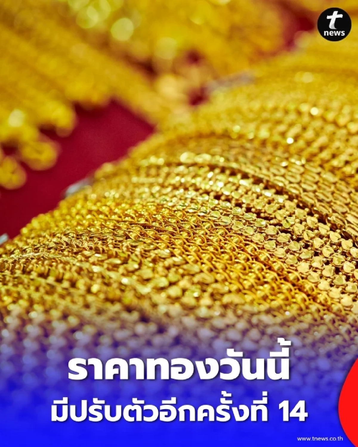 ราคาทองวันนี้ 18 พ.ย. 2568 ราคาทองวันนี้ปรับอีกครั้งที่ 14