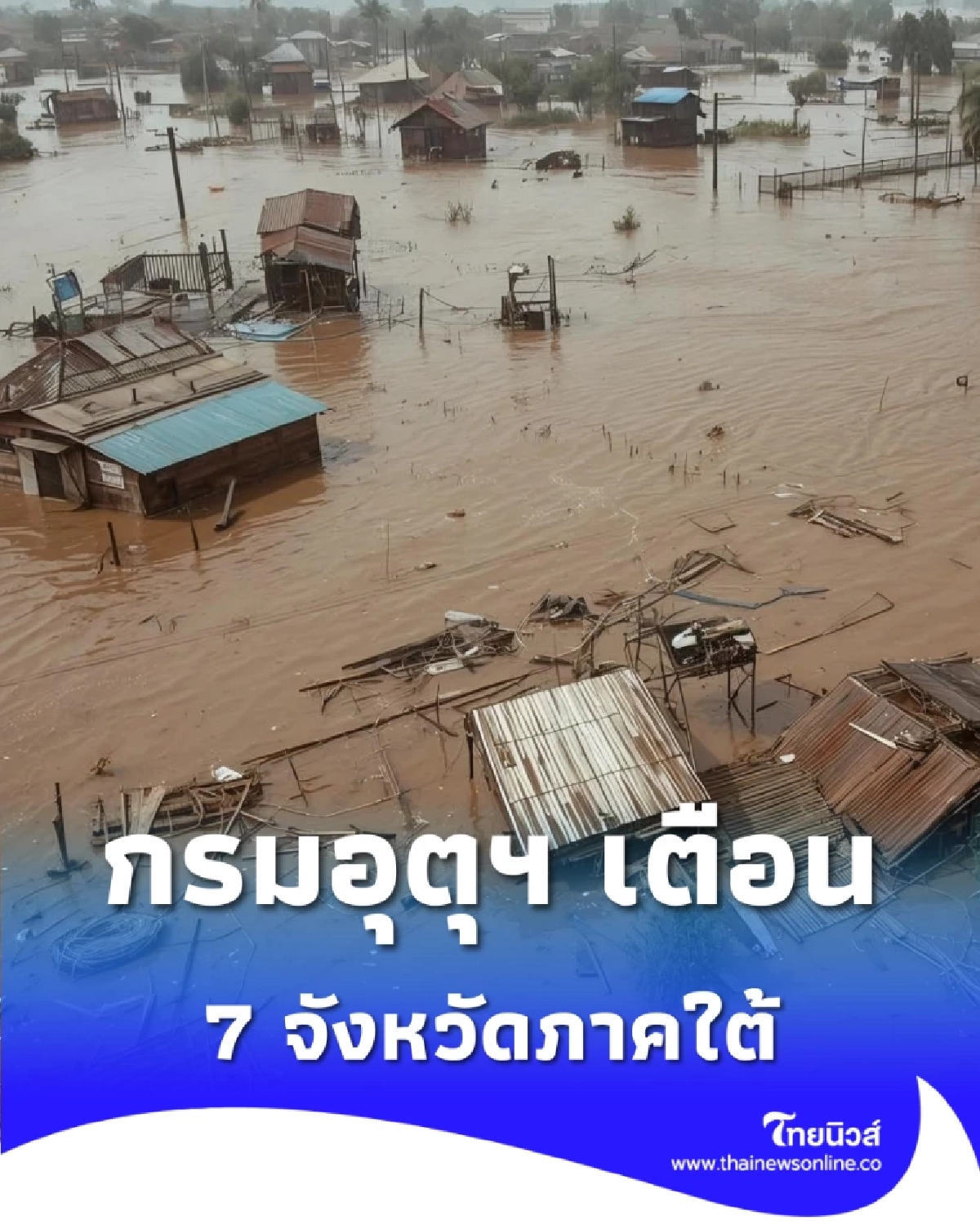 กรมอุตุฯ เตือนภัย ฉบับที่ 18 ฝนตกหนักมาก 7 จังหวัดภาคใต้ ปริมาณน้ำสูงเกิน 90 มม.
