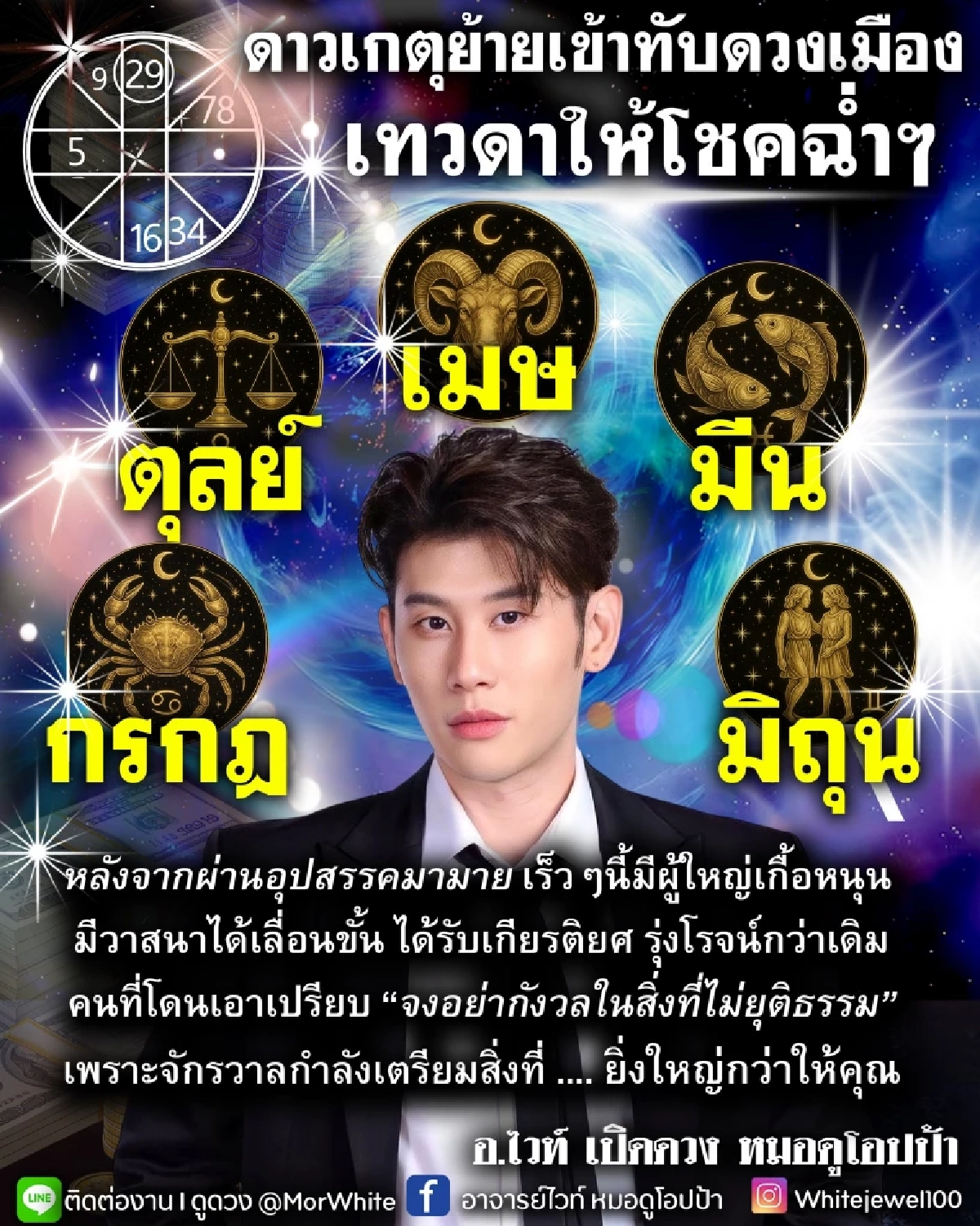 หมอไวท์ ชี้ชัด 5 ราศี ดาวเกตุย้าย ผ่านพ้นอุปสรรค โชคฉ่ำ