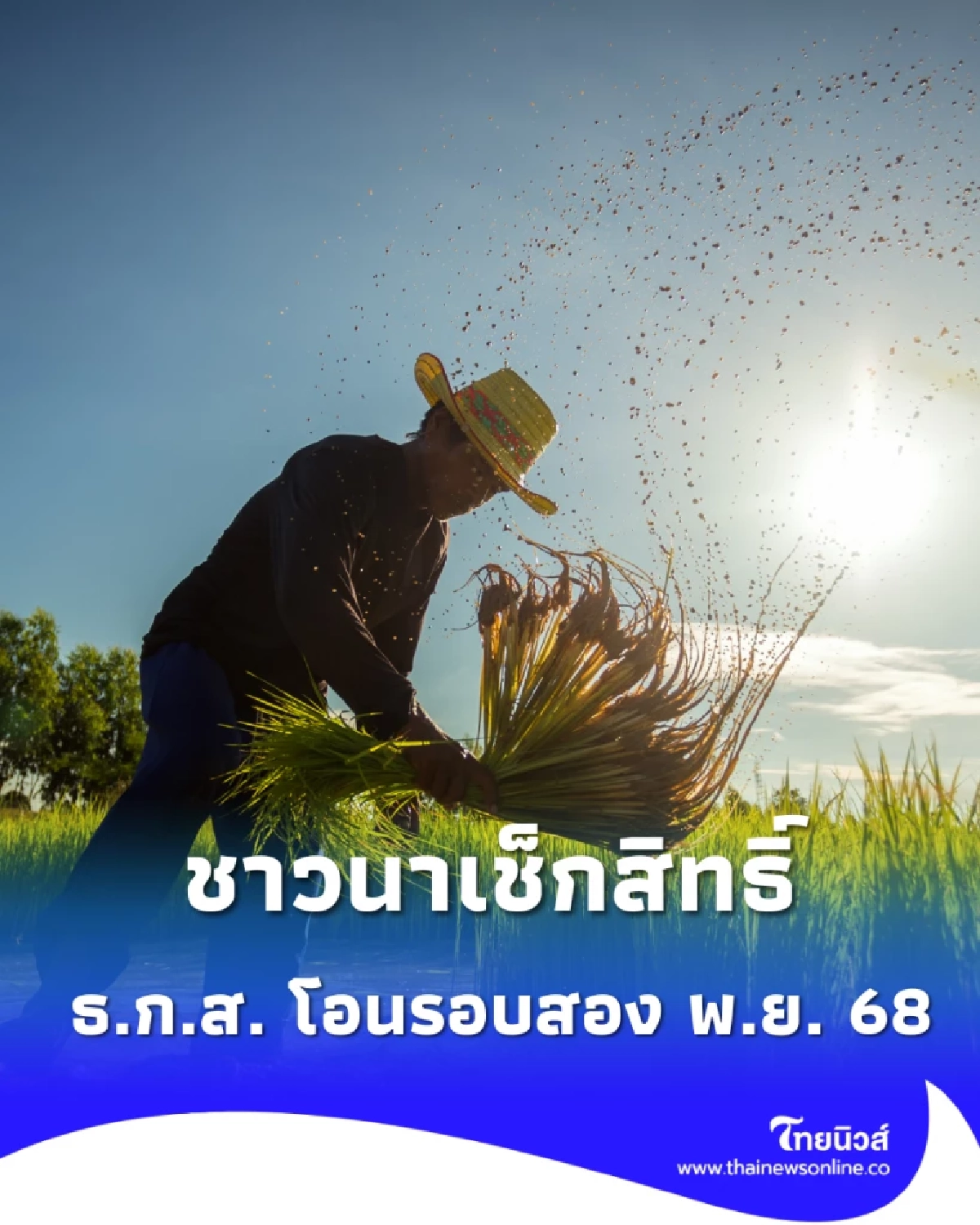 เงินเข้าแล้ว! ชาวนาเช็กสิทธิ์ด่วน ธ.ก.ส. โอนรอบสอง พ.ย. 68