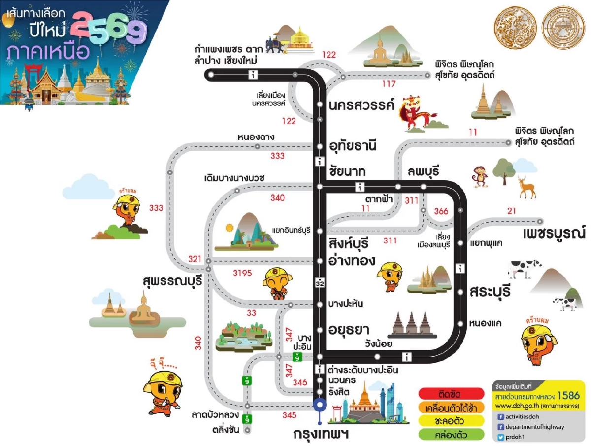 กรมทางหลวง เผย 21 เส้นทางเลี่ยงรถติด เดินทางสะดวกทั่วไทยไปได้ทุกภาค