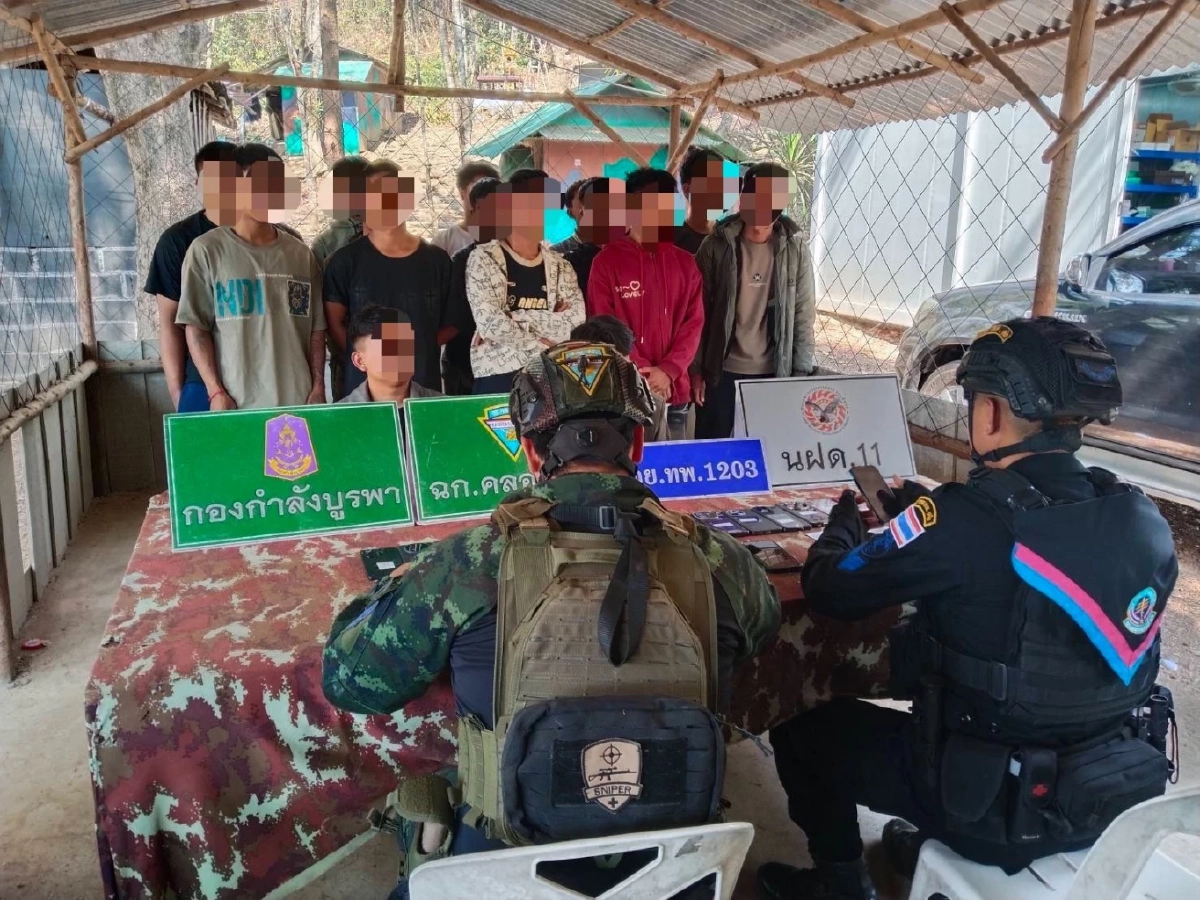 กกล.บูรพา สกัดขบวนการลักลอบข้ามแดน จับชาวเมียนมา 16 ราย